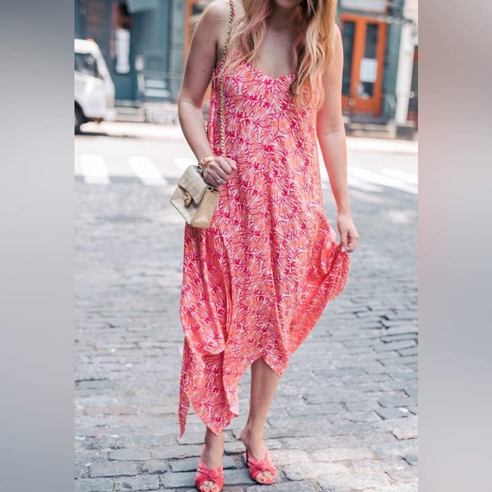 VINEYARD VINES Pink Darling Seashell Hanky Scarf Hem Silk Dress